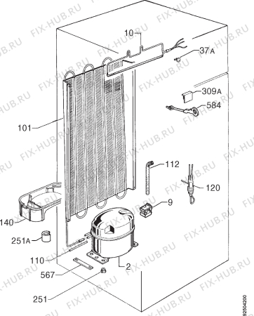 Взрыв-схема холодильника Rex FI230SR - Схема узла Cooling system 017